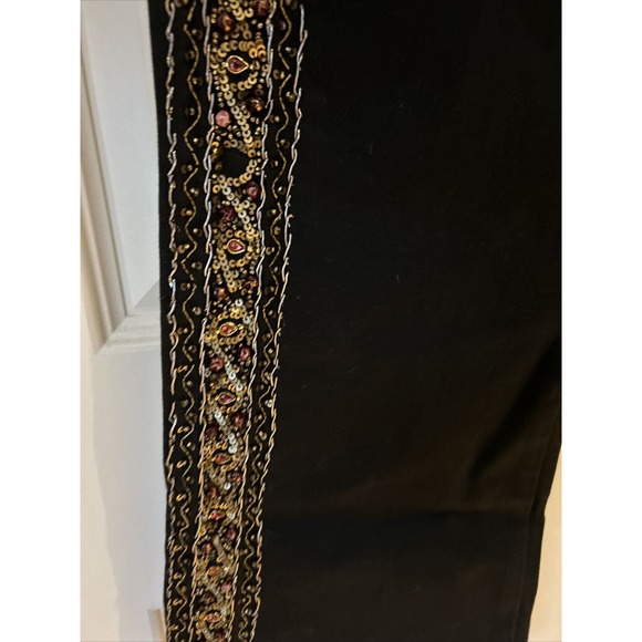 Just Cavalli Gold Label black pant jeans rhinestone gold embellished sz 40 Italy - Picture 3 of 16